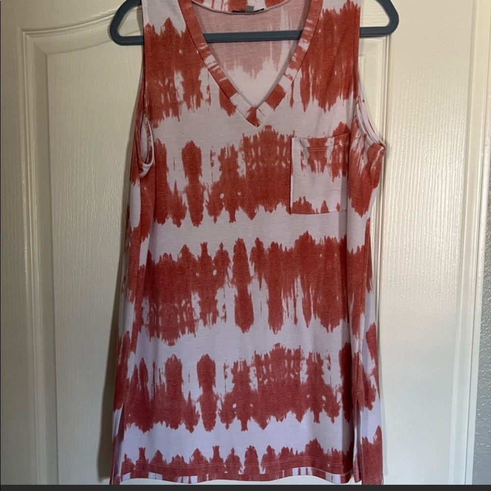 V neck tank Coral Summer Top 💕 Sleeveless soft terry cloth